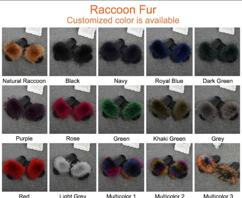 Racoon Fur Slippers