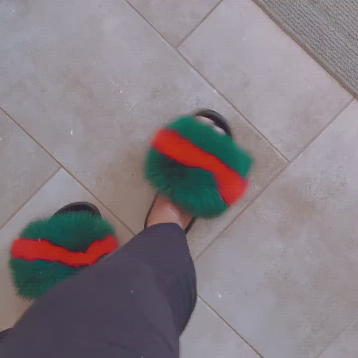 Fox Fur Multicolor Slippers
